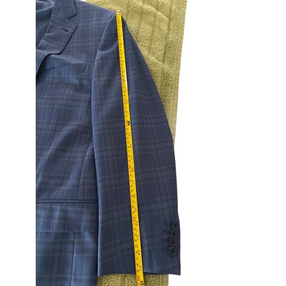 Ermenegildo Zegna Mens Blazer Size 56R/XXL Wool Lined Blue Black Plaid Looks New - Picture 15 of 15